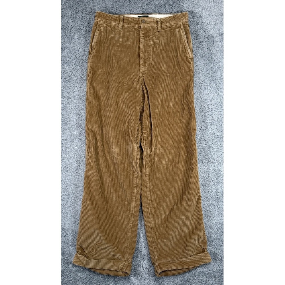 J Crew Corduroy Pants Mens 28x28 Brown Limited Edition Giant Fit Wide Leg Cuffed